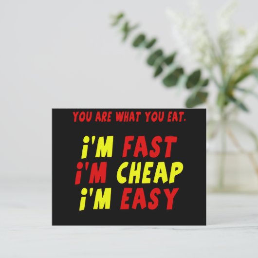 Funny Fast Cheap Easy T-shirts Gifts Briefkaart (Staand voorkant)