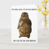 Funny Fat Cat debout Carte de voeux Anniversaire (Fleur jaune)