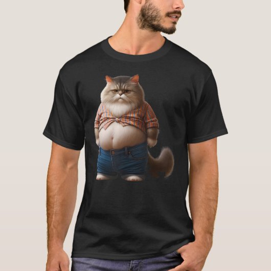 Funny Fat Cat Graphic Fat Kitten Design Chubby Cat T-shirt (Voorkant)