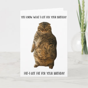 Funny Fat Cat Standing Birthday Wenskaart Kaart
