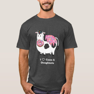 Funny Fat Holstein Cow Eating Sprinkle Doughnut T-shirt