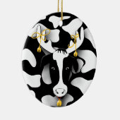 Funny Fat Koe kerstversiering Keramisch Ornament (Rechts)