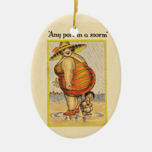 Funny Fat Lady op strand Keramisch Ornament