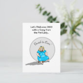 Funny Fat Lady zingend nieuwjaarsviering 2022 Briefkaart (Staand voorkant)