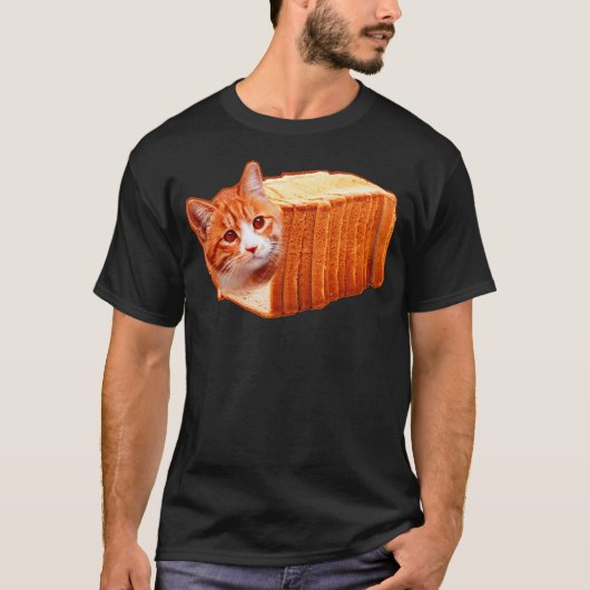 Funny Fat Orange Cat Bread Meme T-shirt (Voorkant)