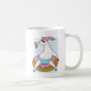 Funny Fat Unicorn Pool Chilling Inflatable Koffiemok