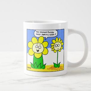 Funny Fat Yellow Flower on Diet Cartoon Gardener Jumbo Beker