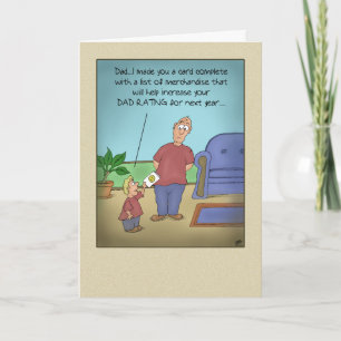 Funny Fathers Day-kaarten: Papa Rating Cartoon Kaart
