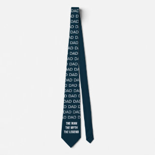 Funny Fathers Day Navy Blue Typography Stropdas