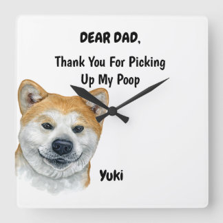 Funny Fawn Akita Inu Dad Waterverf Canine Art Vierkante Klok