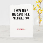 Funny Fck U Valentines Day Card Kaart (Gele Bloem)