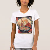 Funny Feline Eating Ramen Japanese Ukiyo-e Style T-shirt (Voorkant)