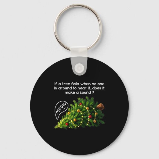 Funny Felines Pushing Christmas Tree Ugly Xmas Paj Sleutelhanger (Voorkant)