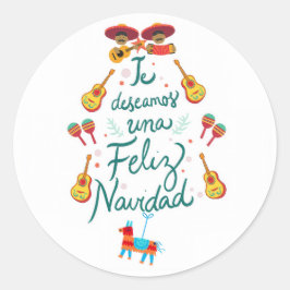 Funny feliz navidad ronde sticker