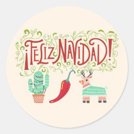 Funny feliz navidad ronde sticker