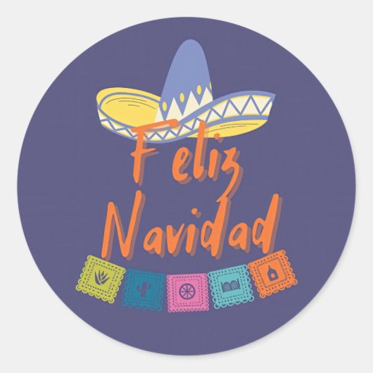 Funny feliz navidad ronde sticker (Voorkant)