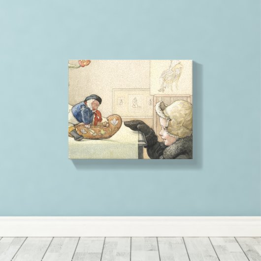 Funny Fellow Speelgoed met kind Canvas Afdruk (Insitu (Houten vloer))