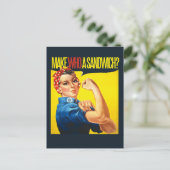 Funny Feminist Rosie Riveter humor Briefkaart (Staand voorkant)