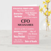 Funny Femme CFO Joke Carte de voeux d'anniversaire (Fleur jaune)