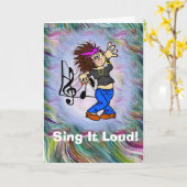 Funny Femme Rock Singer Carte d'anniversaire (Fleur jaune)