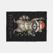 Funny Feral And Festive Raccoon Santa Hat Retro Ch Fleece Deken (Voorkant (Horizontaal))