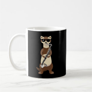 Funny Ferret die zonnebrillen draagt die bas Clari Koffiemok