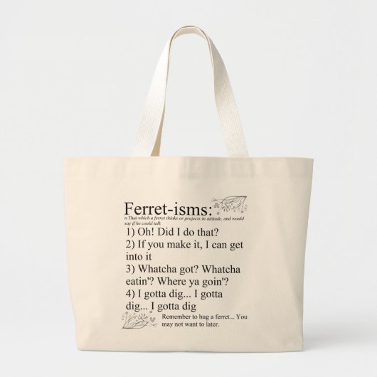 Funny Ferret Gifts Grote Tote Bag (Voorkant)