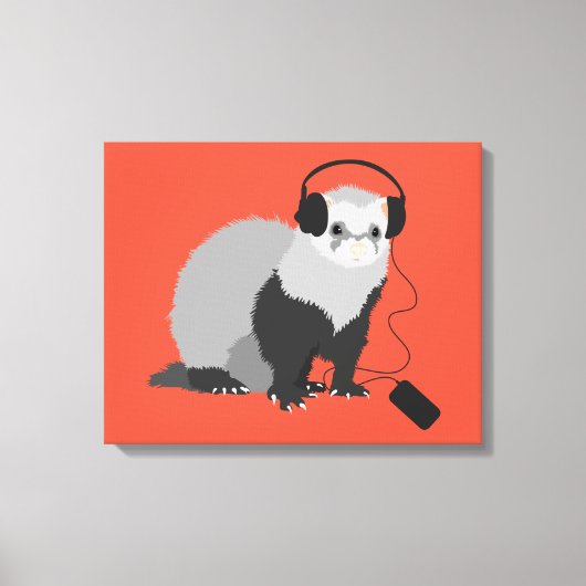 Funny Ferret Music Lover Canvas Afdruk (Voorkant)