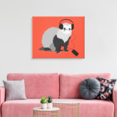 Funny Ferret Music Lover Canvas Afdruk (Insitu (Woonkamer))