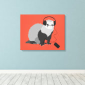 Funny Ferret Music Lover Canvas Afdruk (Insitu (Houten vloer))