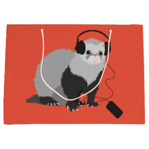 Funny Ferret Music Lover Large Cadeauzakje