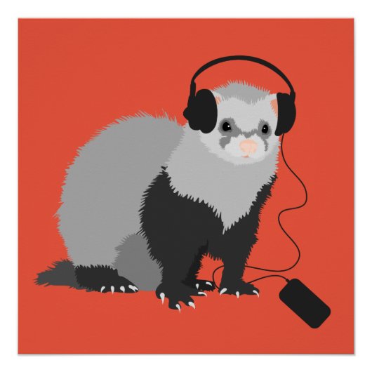 Funny Ferret Music Lover Perfect Poster (Voorkant)