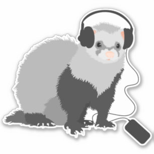 Funny Ferret Music Lover Sticker