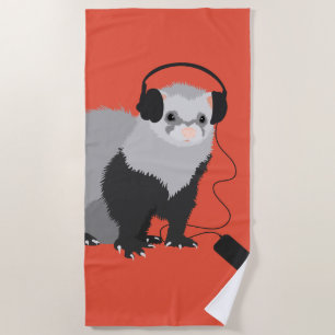 Funny Ferret Music Lover Strandlaken