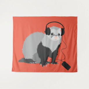 Funny Ferret Music Lover Wandkleed