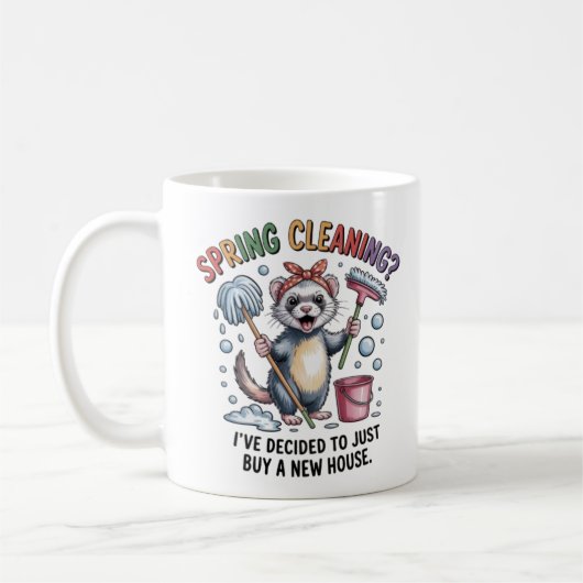 Funny Ferret Spring Cleaning Mug - House Cleaning  (Gauche)