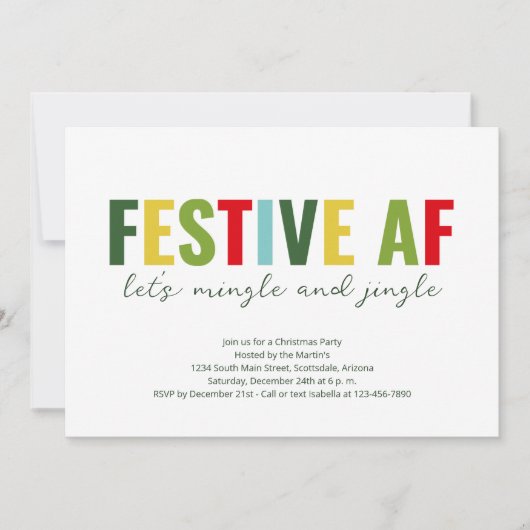 Funny Festive AF Fête de Noël Invitation (Devant)