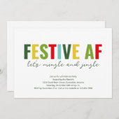 Funny Festive AF Fête de Noël Invitation (Devant / Derrière)