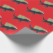 Funny Festive Dino Christmas Cadeaupapier (Hoek)