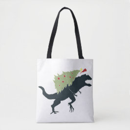 Funny Festive Dino Christmas Draagtas