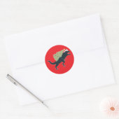 Funny Festive Dino Christmas Ronde Sticker (Envelop)