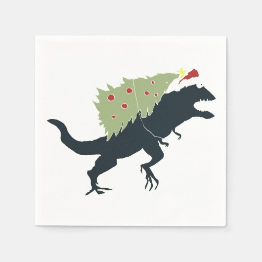 Funny Festive Dino Christmas Servet (Voorkant)