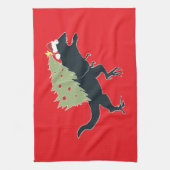 Funny Festive Dino Christmas Theedoek (Verticaal)