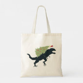 Funny Festive Dino Christmas Tote Bag (Achterkant)