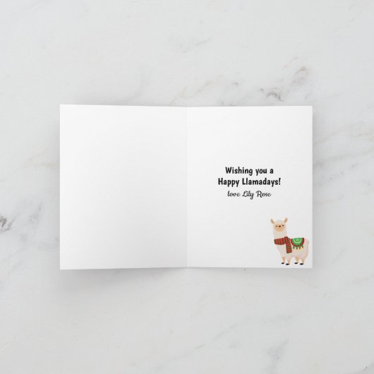 Funny Festive Llama Pun Folded Feestdagen Kaart (Binnen)