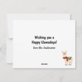 Funny Festive Llama Pun photo Carte de vacances (Dos)