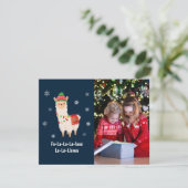 Funny Festive Llama Pun photo Carte de vacances (Debout devant)