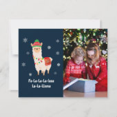 Funny Festive Llama Pun photo Carte de vacances (Devant)