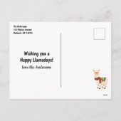 Funny Festive Llama Pun photo Carte de vacances (Dos)