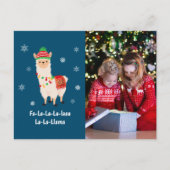 Funny Festive Llama Pun photo Carte de vacances (Devant)